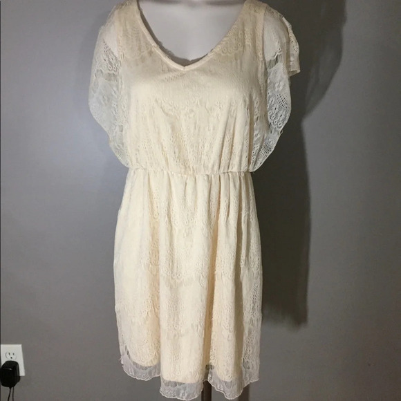 Rhapsody Cream Lace Dress L - Picture 1 of 12